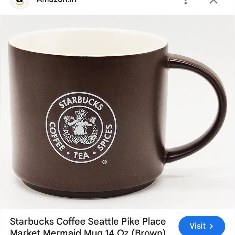 Starbucks Coffee Seattle Pike Place Mermaid Brown Mug 14oz Collectible